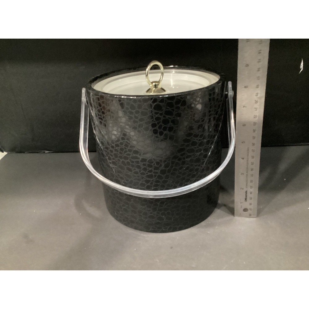 Monterey Collection Custom Deco Black Faux Gator Ice Bucket ~ Barware *